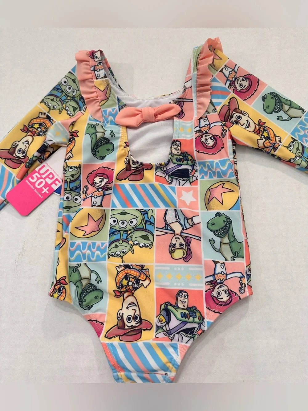 Disney Pixar Toy Story Toddler Girl Long- Sleeve One- Piece Swimsuit, Size 2T